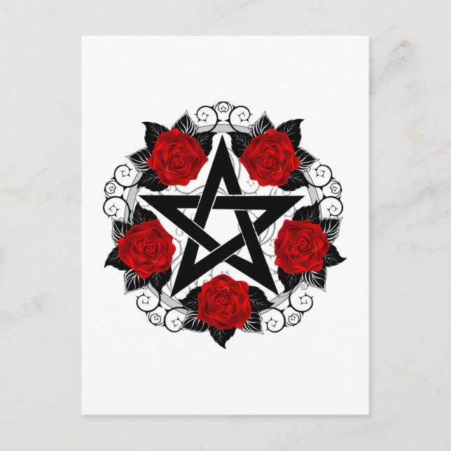 Pentagram with Red Roses Advice Card (Front)