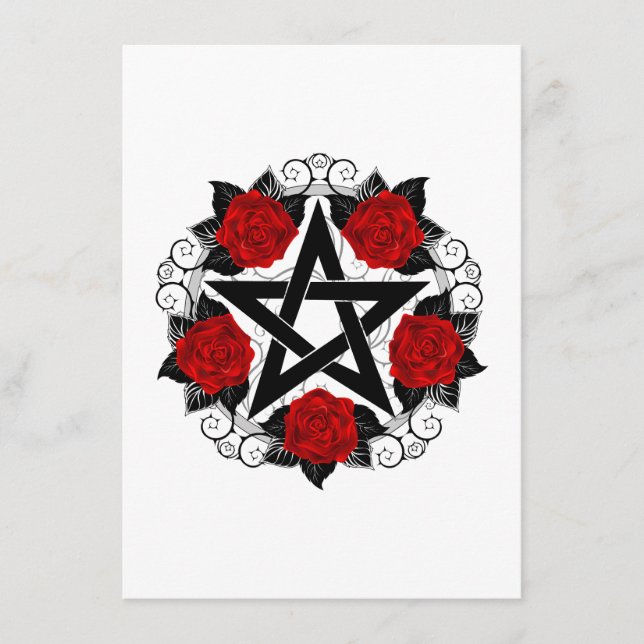Pentagram with Red Roses Advice Card (Front)