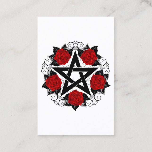 Pentagram with Red Roses Appointment Card (Front)