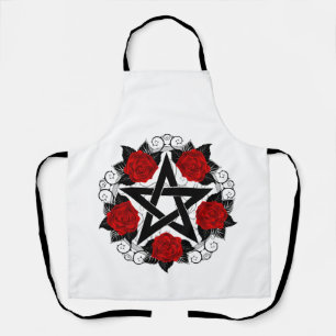 Pentagram with Red Roses Apron