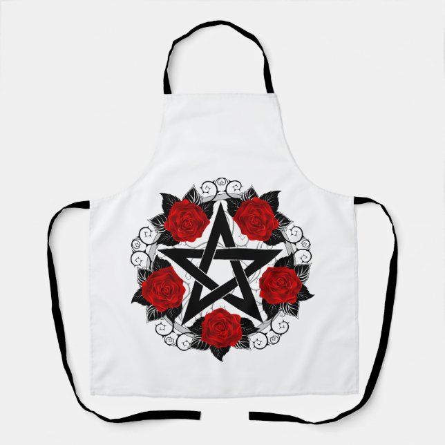 Pentagram with Red Roses Apron (Front)