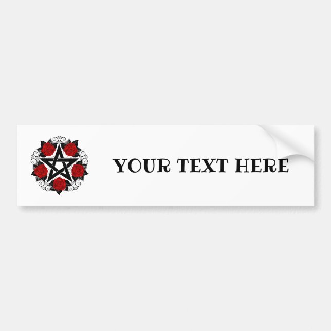 Pentagram with Red Roses Bumper Sticker (Front)