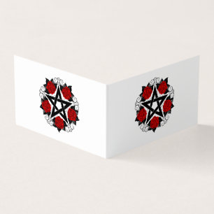 Pentagram with Red Roses Business Card