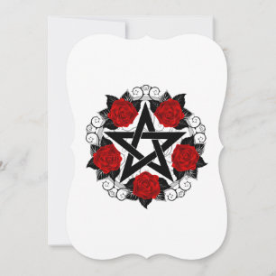 Pentagram with Red Roses Card