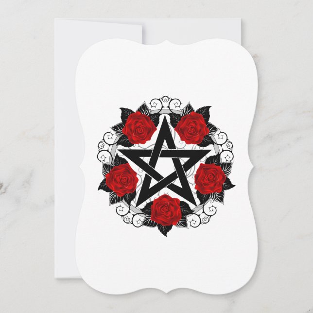Pentagram with Red Roses Card (Front)