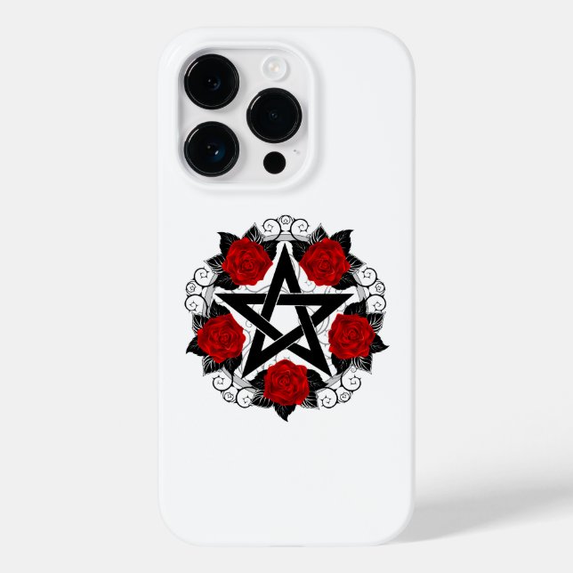 Pentagram with Red Roses Case-Mate iPhone Case (Back)