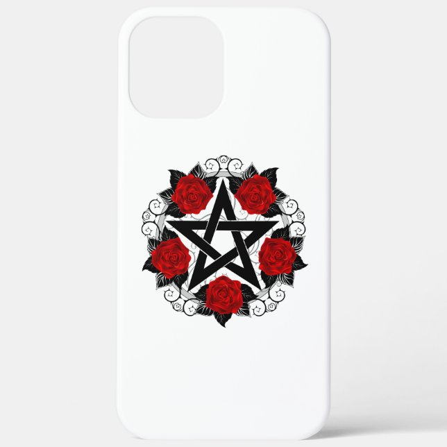 Pentagram with Red Roses Case-Mate iPhone Case (Back)