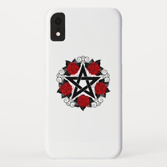 Pentagram with Red Roses Case-Mate iPhone Case (Back)