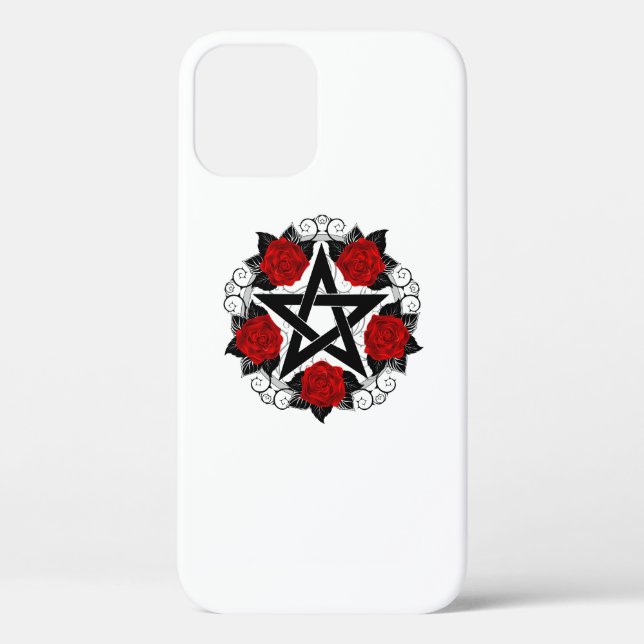 Pentagram with Red Roses Case-Mate iPhone Case (Back)