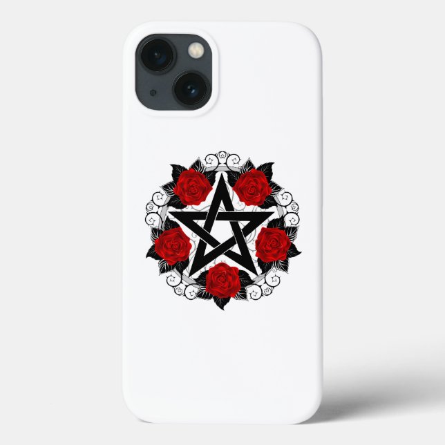 Pentagram with Red Roses Case-Mate iPhone Case (Back)