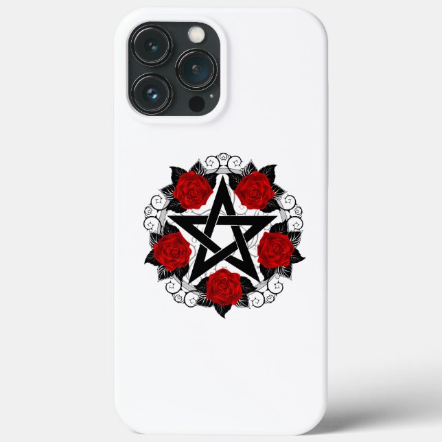 Pentagram with Red Roses Case-Mate iPhone Case (Back)