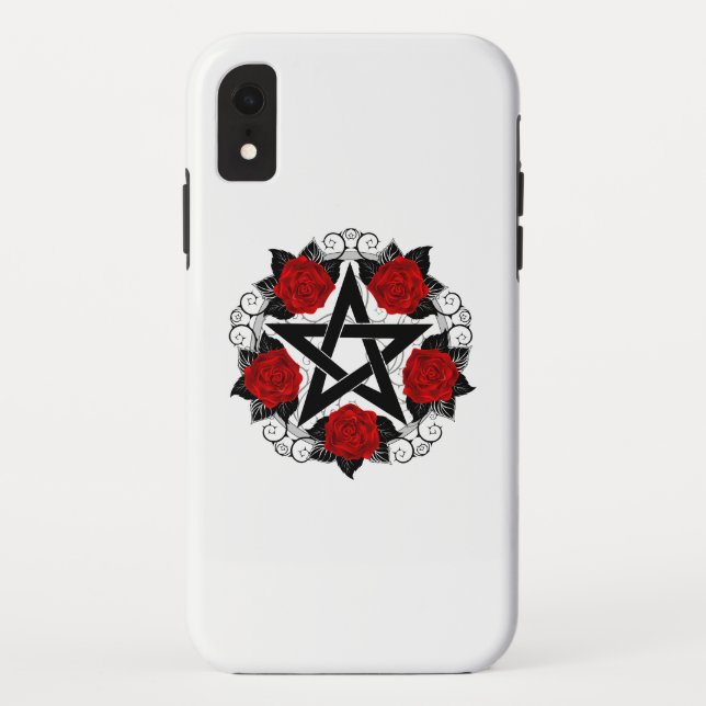 Pentagram with Red Roses Case-Mate iPhone Case (Back)