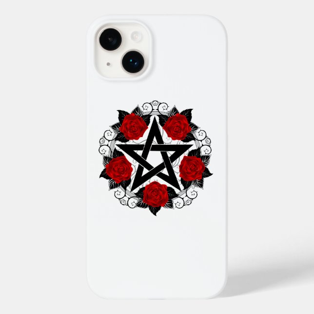 Pentagram with Red Roses Case-Mate iPhone Case (Back)