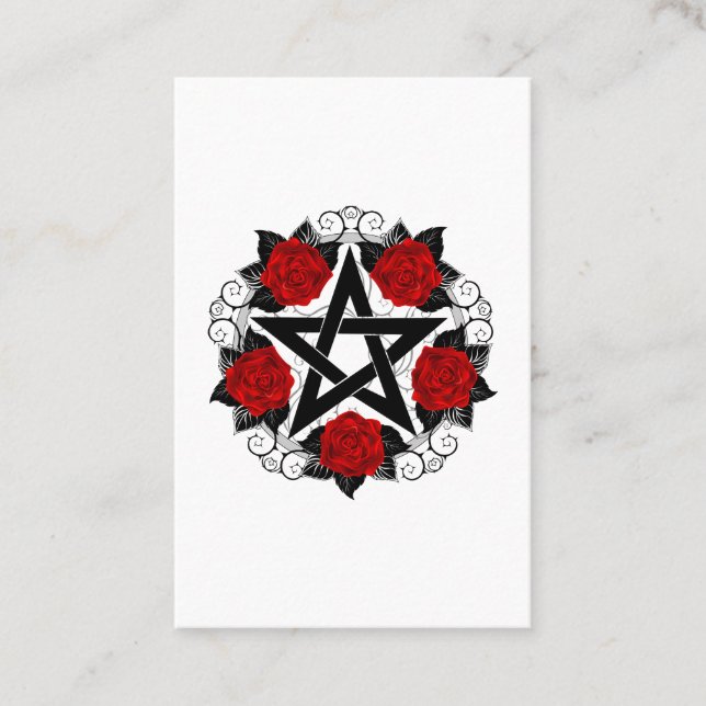 Pentagram with Red Roses Discount Card (Front)