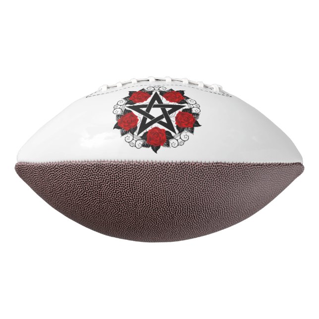 Pentagram with Red Roses Football (Rotated 270)
