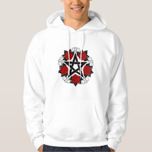 Pentagram with Red Roses Hoodie