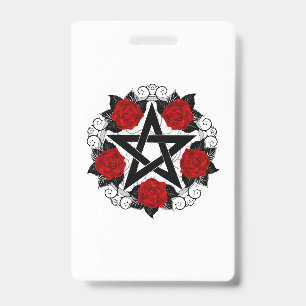 Pentagram with Red Roses ID Badge