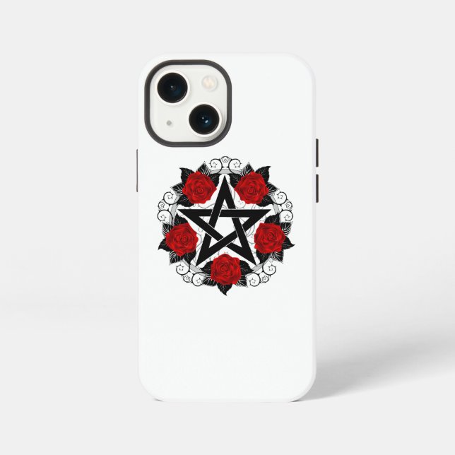 Pentagram with Red Roses iPhone Case (Back)