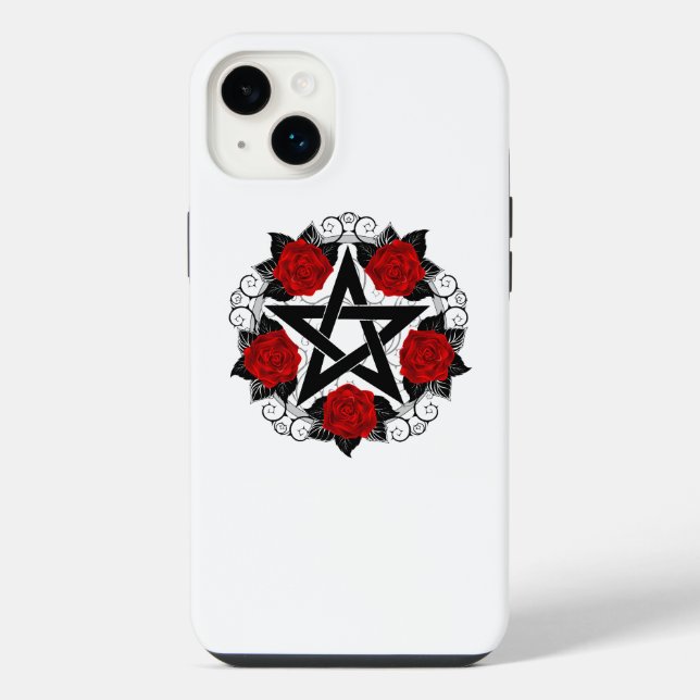 Pentagram with Red Roses iPhone Case (Back)