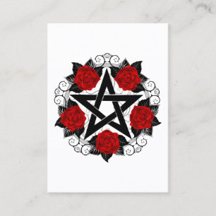 Pentagram with Red Roses Loyalty Card
