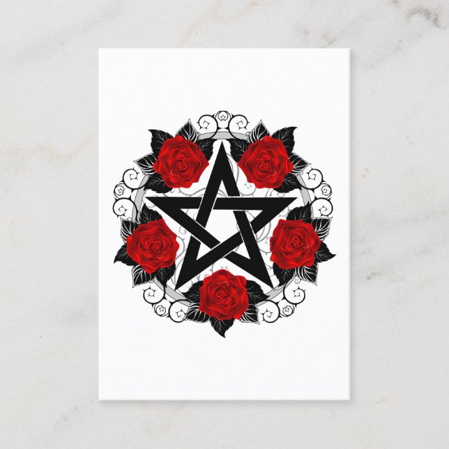 Pentagram with Red Roses Loyalty Card (Front)
