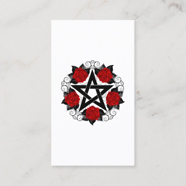 Pentagram with Red Roses Loyalty Card (Front)