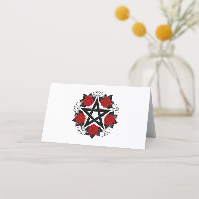 Pentagram with Red Roses Loyalty Card (Front)