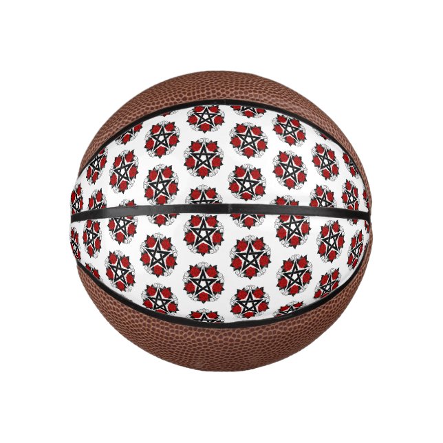 Pentagram with Red Roses Mini Basketball (Front)
