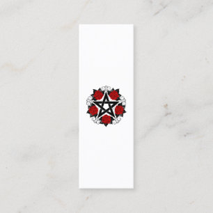 Pentagram with Red Roses Mini Business Card