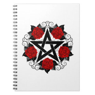 Pentagram with Red Roses Notebook