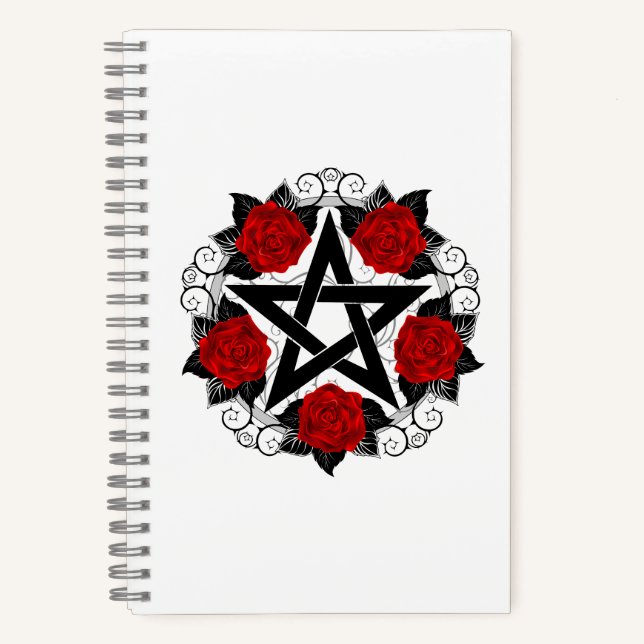 Pentagram with Red Roses Notebook (Front)