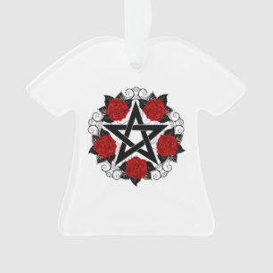 Pentagram with Red Roses Ornament