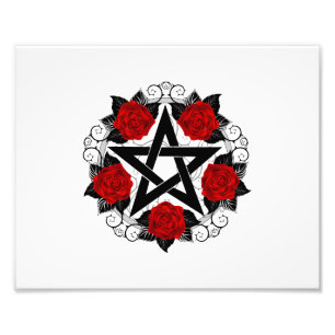 Pentagram with Red Roses Photo Print