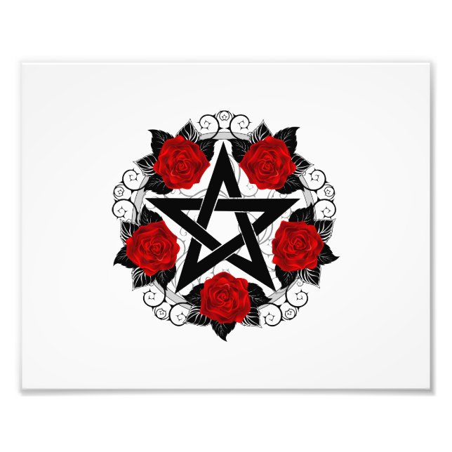 Pentagram with Red Roses Photo Print (Front)
