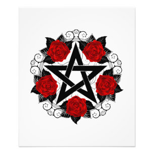 Pentagram with Red Roses Photo Print