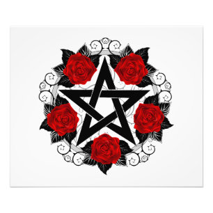 Pentagram with Red Roses Photo Print
