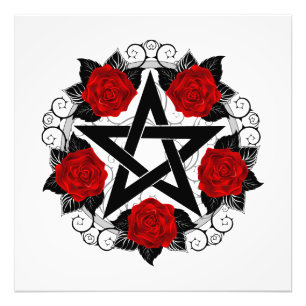 Pentagram with Red Roses Photo Print