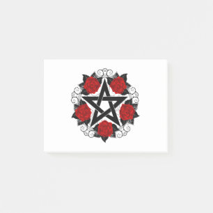 Pentagram with Red Roses Post-it Notes