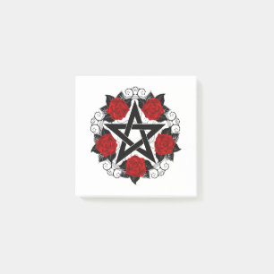 Pentagram with Red Roses Post-it Notes