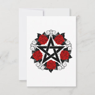 Pentagram with Red Roses RSVP Card