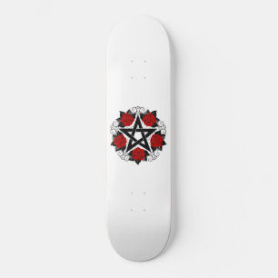 Pentagram with Red Roses Skateboard