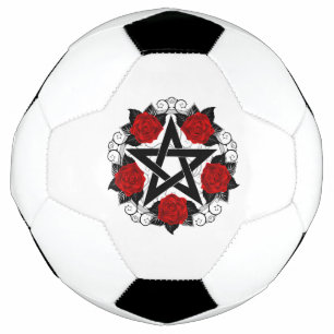 Pentagram with Red Roses Soccer Ball