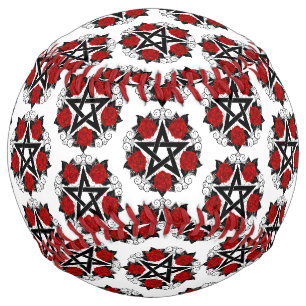 Pentagram with Red Roses Softball