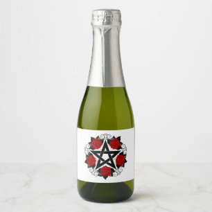 Pentagram with Red Roses Sparkling Wine Label