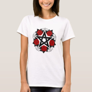 Pentagram with Red Roses T-Shirt