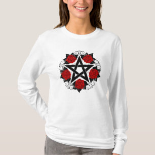Pentagram with Red Roses T-Shirt