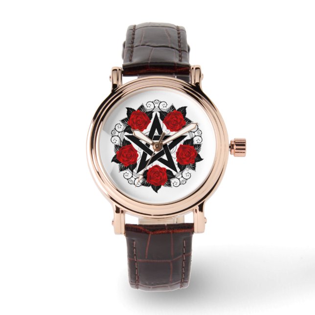 Pentagram with Red Roses Watch (Front)