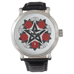 Pentagram with Red Roses Watch