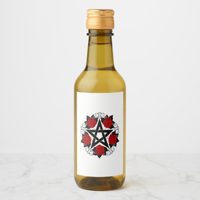 Pentagram with Red Roses Wine Label (Front)