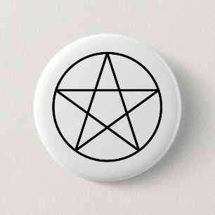 Pentagram within circle 6 cm round badge